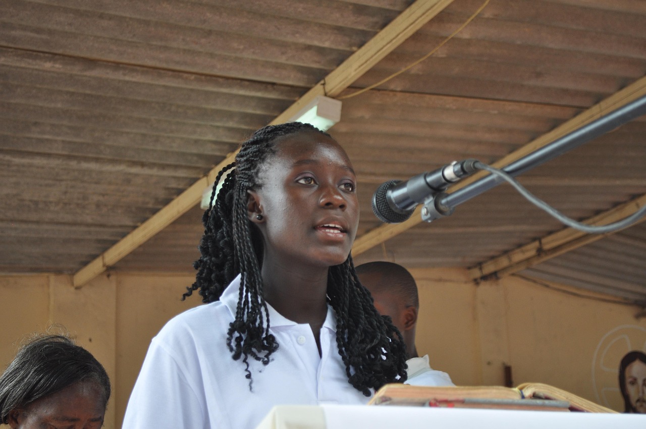 Confident speaker on stage
